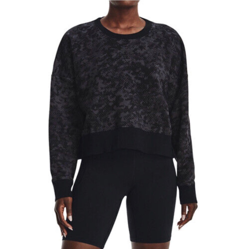 Women's Under Armour Camo Rival Fleece Crew Sweatshirt Gray Black Size Small